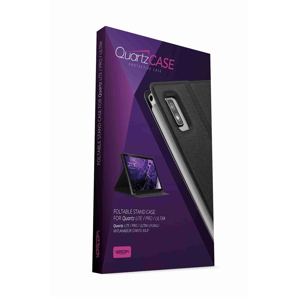 Vorcom QUARTZCASE Tablet Uyumlu Yarı Şeffaf Kapaklı Kılıf Katlanabilir Standlı 360 Ön Arka Tam Koruma