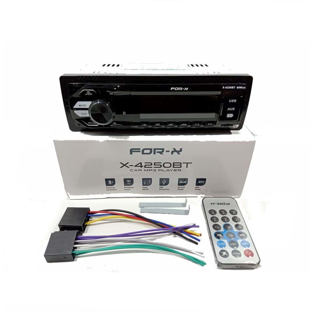 For-X X-4250BT AUX/2xUSB/SD/FM Bluetooth Profesyonel Oto Teyp