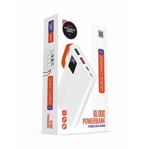 Powerway QC10 10.000 Mah Pd 22.5W Dahili Kablolu Hızlı Şarj Led Fener Gerçek 10.000 Mah Powerbank