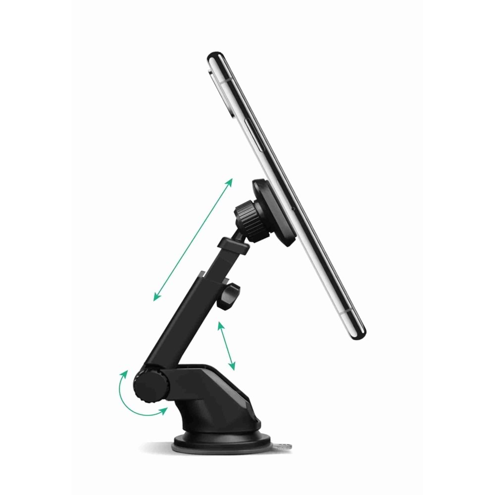 Powerway TT37 Araç İçi Mıknatıslı Telefon Tutucu Torpido ve Cam Uyumlu Çok Açılı Ayarlanabilir Vantuzlu