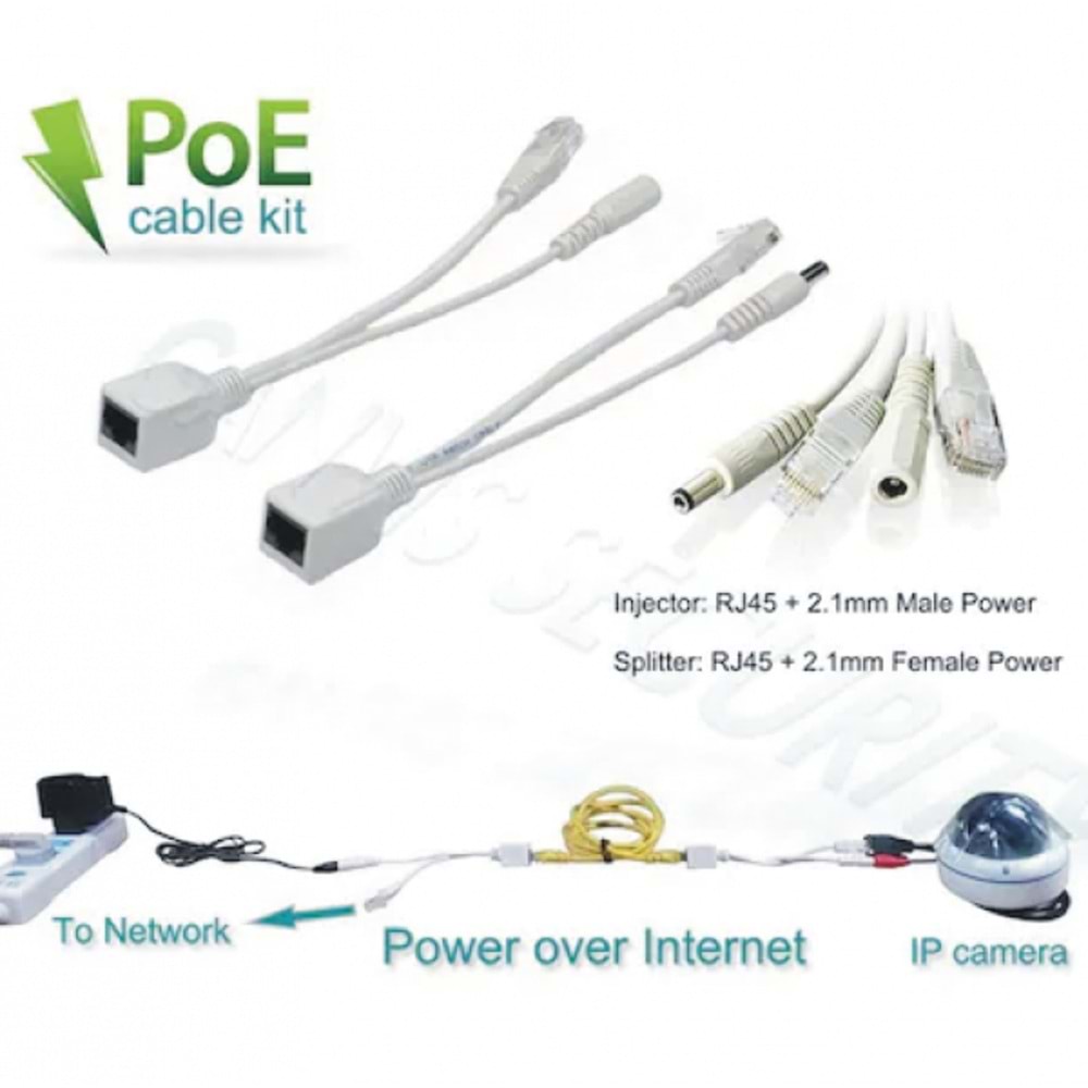 Rose PK-10 IP Kamera İçin Pasif POE Enjektör POE Adaptör Set
