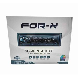 For-x X-4260BT 4x60w USB/AUX/SD/FM Bluetooth 7 Renk Oto Teyp