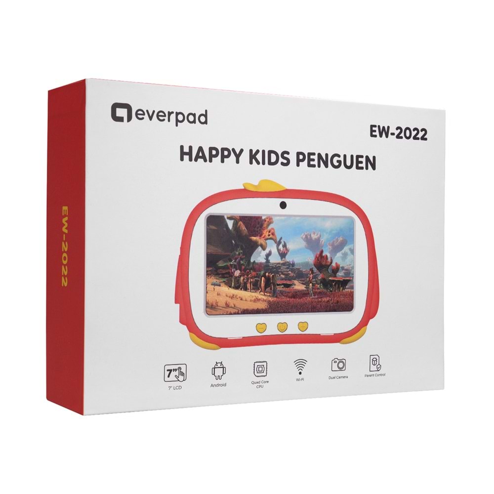 Everest HAPPY KIDS Penguen EW-2022 Wifi+BT Çift Kamera 7 LCD Ekran 2GB A100 Quard Core 16GB And.10 OS Tablet PC