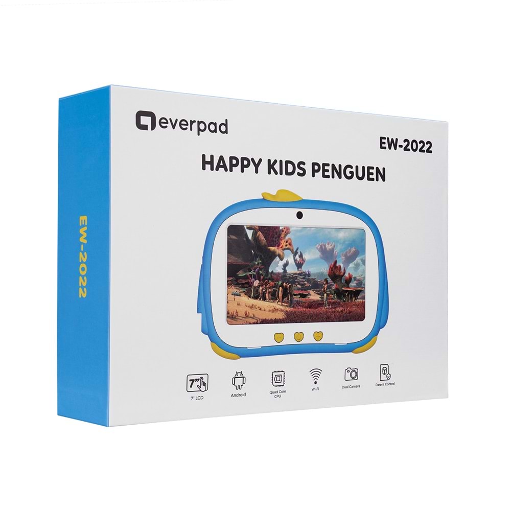 Everest HAPPY KIDS Penguen EW-2022 Wifi+BT Çift Kamera 7 LCD Ekran 2GB A100 Quard Core 16GB And.10 OS Tablet PC