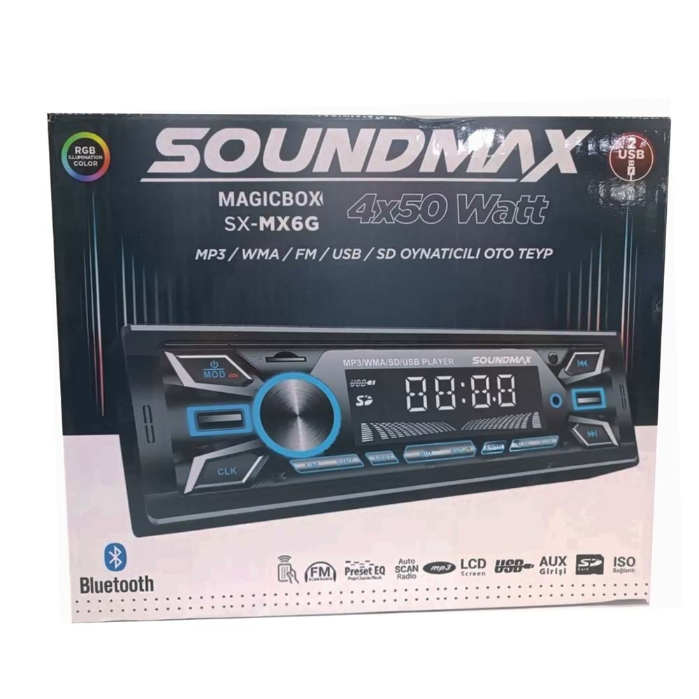 Soundmax SX-MX6G Bluetooth Çift Usb/Sd/Fm Oto Teyp