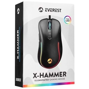 Everest SM-G58 X-HAMMER Usb Siyah 7D Optik 7200dpi LED Işıklı Gaming Oyuncu Mouse