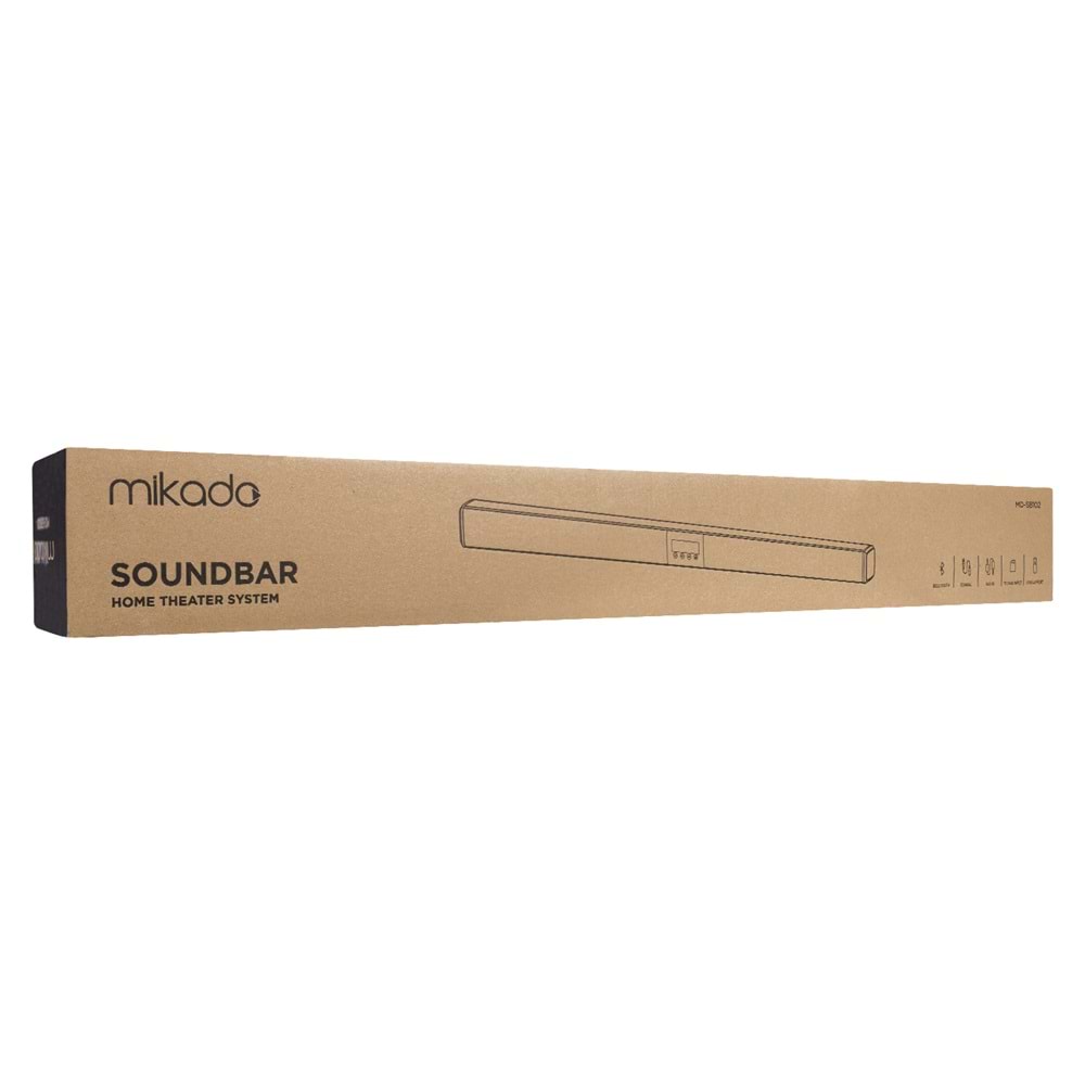 Mikado MD-SB102 Siyah 2X10W 12V/1.5A BT+USB+AUX+TF Kartlı Ev Sinema Soundbar Speaker