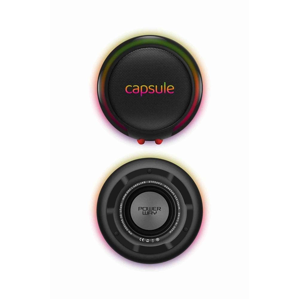 Powerway CAPSULE Taşınabilir Bluetooth Hoparlör Ses Bombası Yüksek Ses Gücü Sese Duyarlı Led Işık