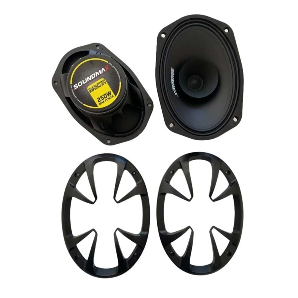 Soundmax SX-M69XH 6x9 İnç 250 Watt Mıdrange Oto Hoparlör (kapaklı)