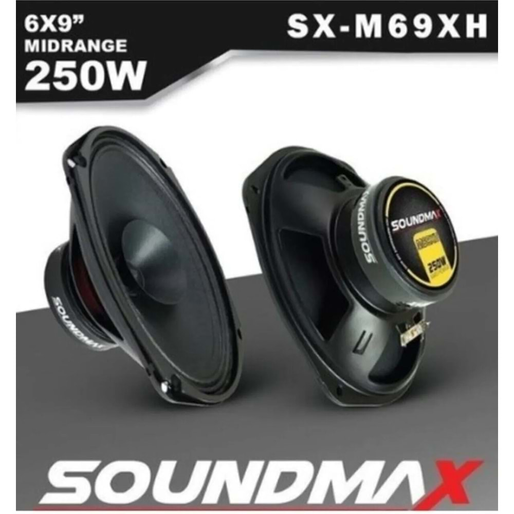 Soundmax SX-M69XH 6x9 İnç 250 Watt Mıdrange Oto Hoparlör (kapaklı)