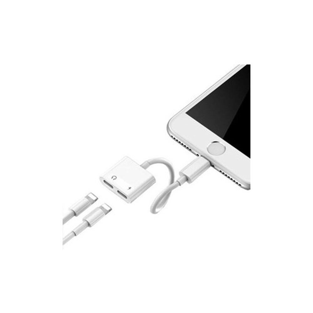 Powerway AC08 Apple iPhone Uyumlu Lightning 2in1 Şarj Kulaklık Dönüştürücü Jack Adaptör Şarj Çoğaltıcı Splitter