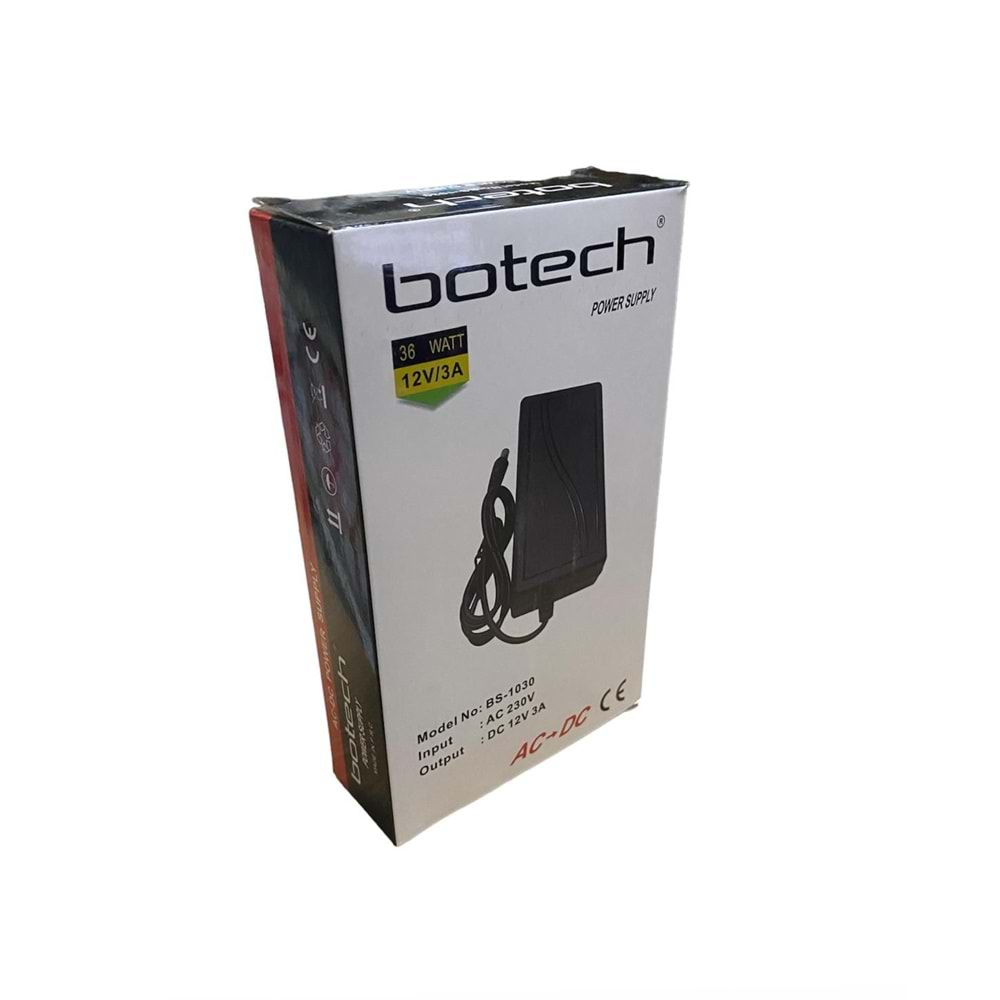 Botech BS-1030 12V 3A 5.5*2.5 Mm Uçlu Masaüstü Tipi Plastik Kasa Adaptör