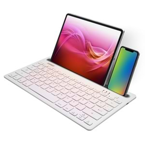 Everest KB-BT82 Beyaz/Gümüş Bluetooth Ultra İnce+Şarjlı Q Mac/Win/Android/Ios Uyumlu Kablosuz klavye