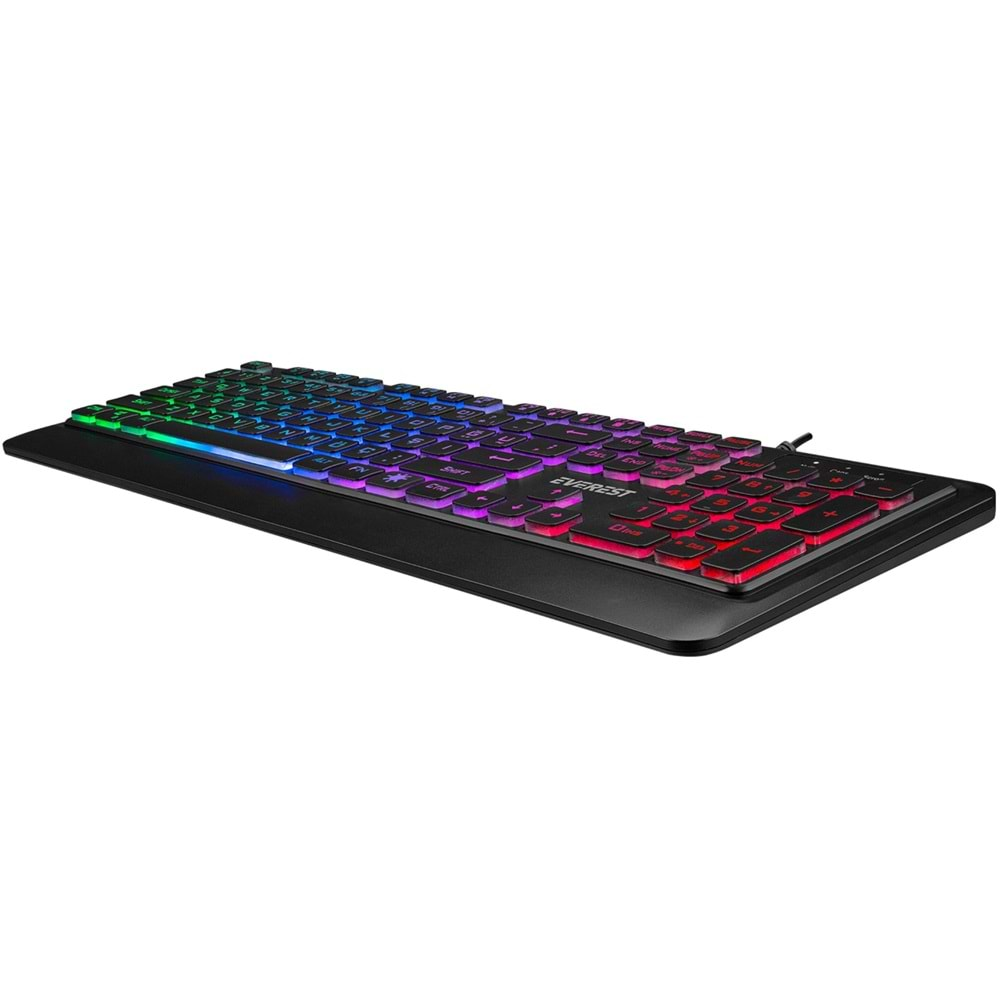 Everest KM-R59 FORZA PLUS Siyah Usb Rainbow Backlight Q Klavye + 1200 dpi Mouse Set