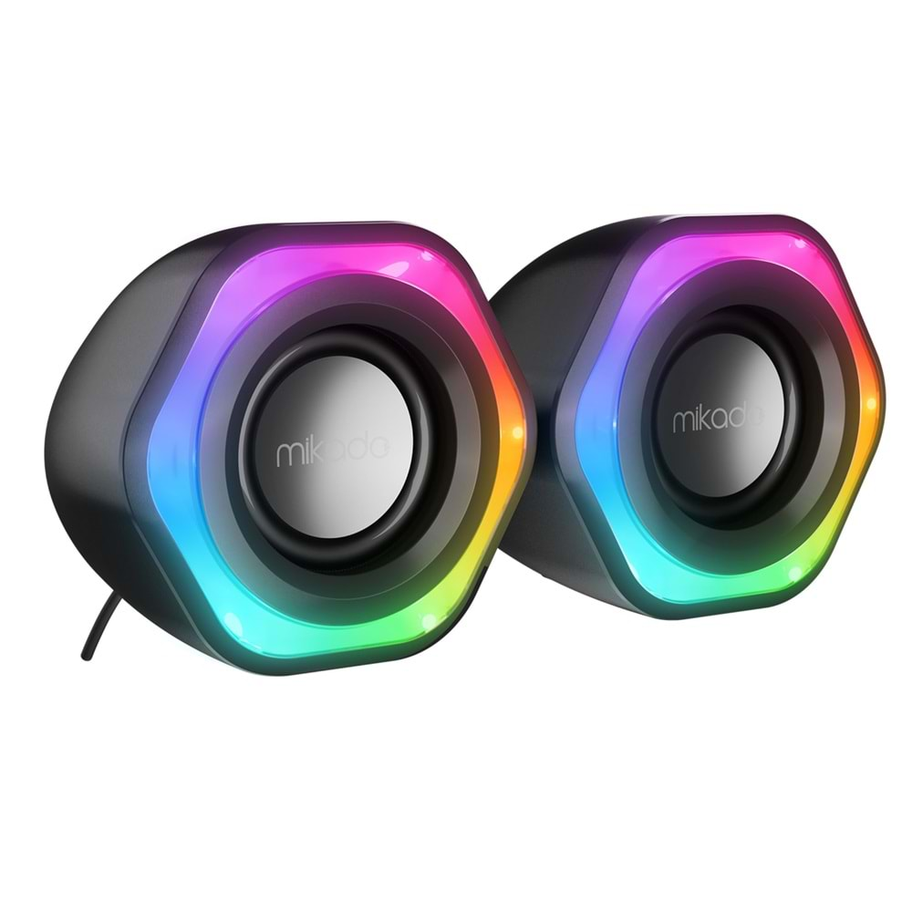 Mikado MD-176 2.0 3W*2 RGB Aydınlatmalı USB + 3.5mm USB 5V Speaker Hoparlör