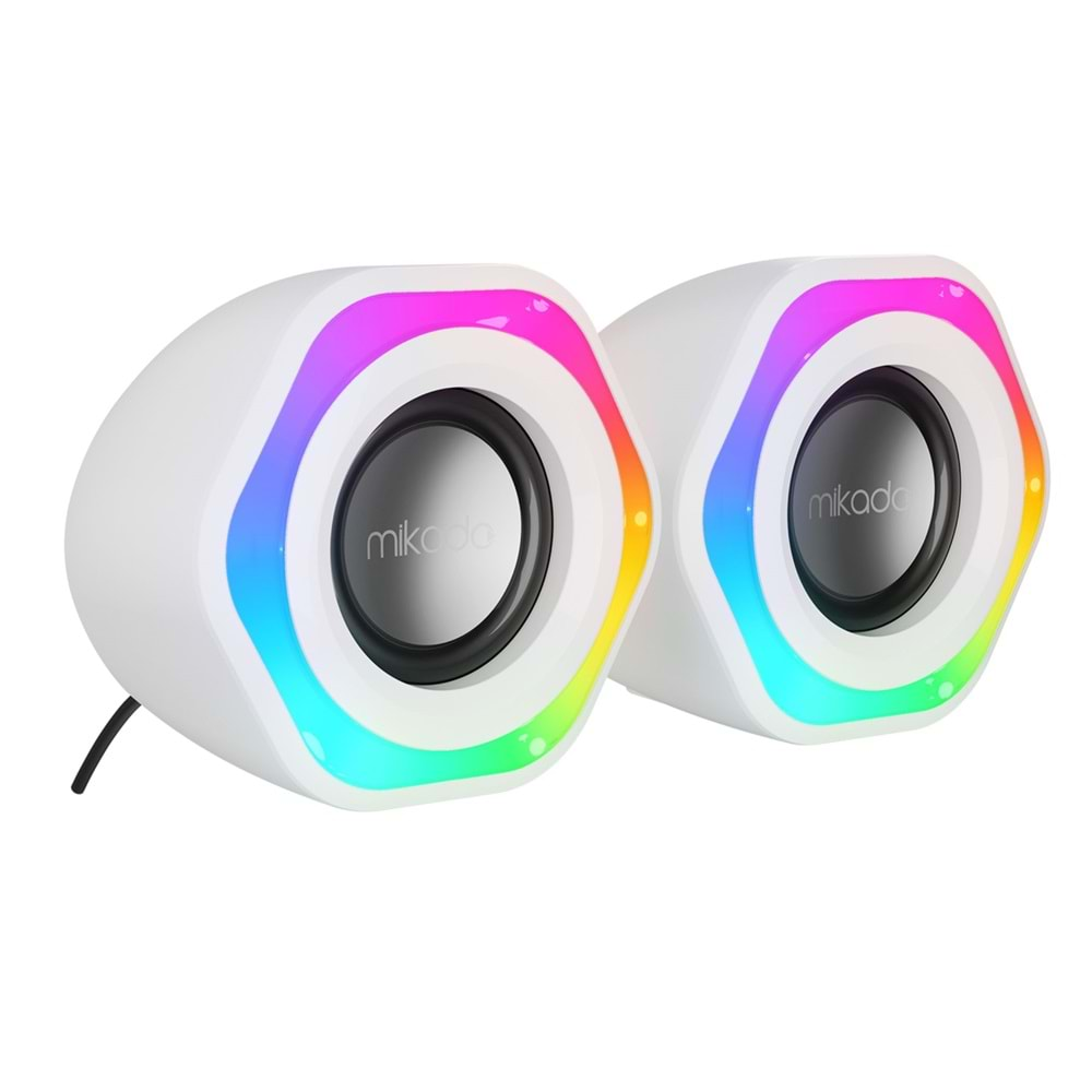 Mikado MD-176 2.0 3W*2 RGB Aydınlatmalı USB + 3.5mm USB 5V Speaker Hoparlör