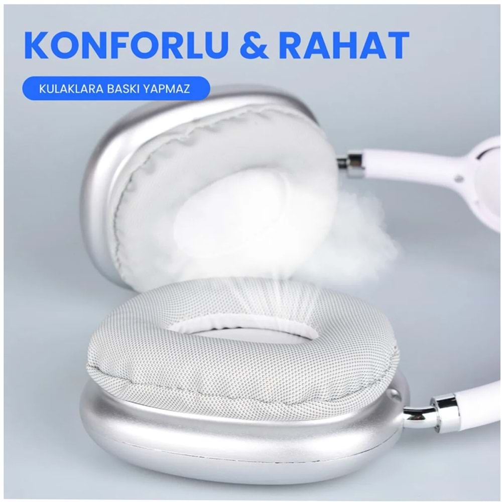 Maxron P9 Pro Kılıflı Kulak Üstü Bluetooth Kulaklık Kablosuz Ayarlanabilir 10 Saat Müzik Micro Sd Type-C Şarj