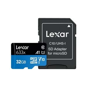 Lexar 633X 32GB 100MB-20MB/s micro SDHC UHS-1 Class 10 A1 V10 U1 Hafıza Kartı + Adaptör