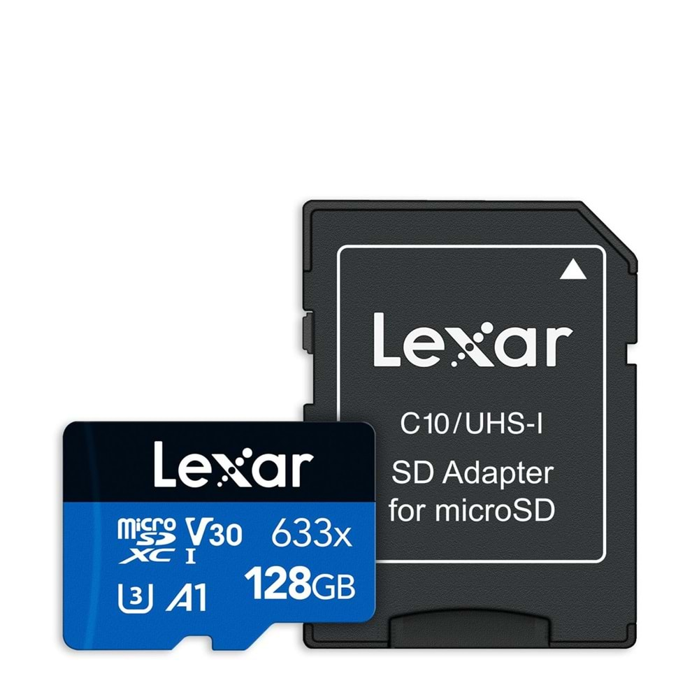 Lexar 128GB micro SDXC UHS-I 633X 95mb/sn (Class 10) U1+ SD Adaptor Hafıza Kartı