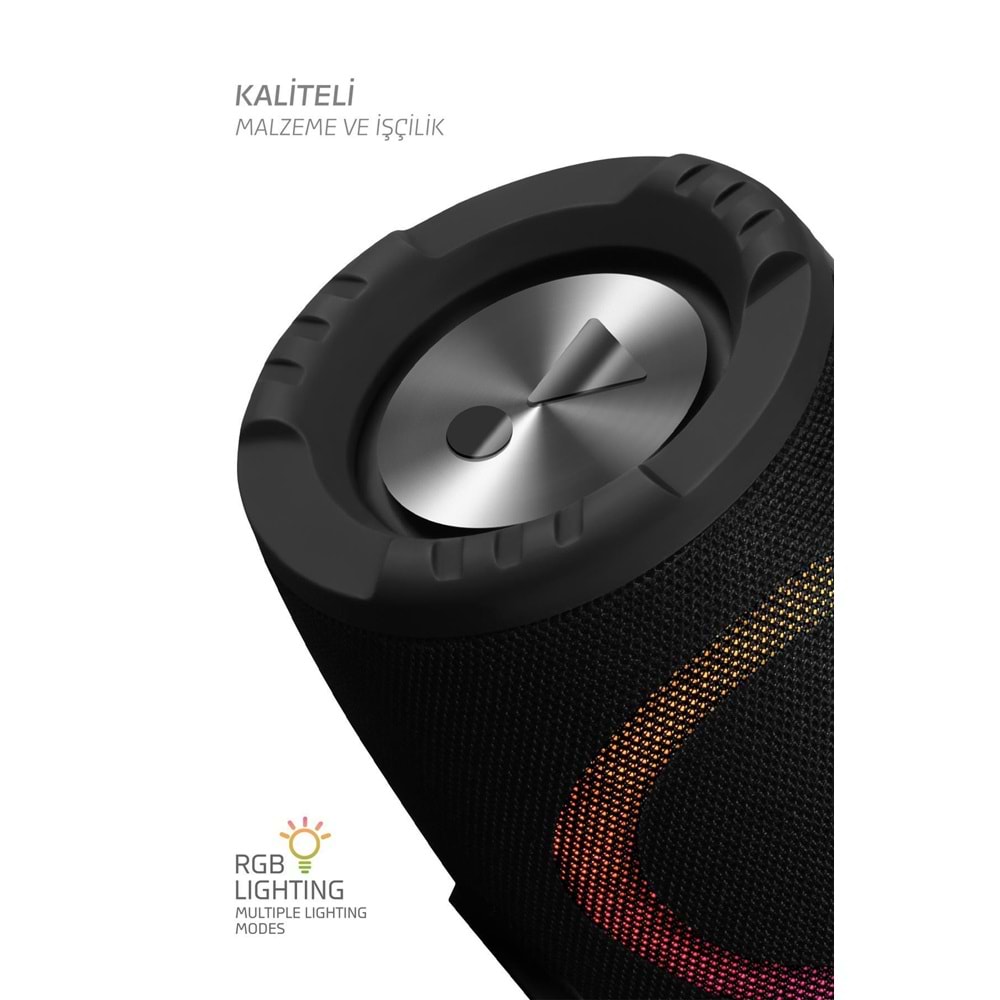 Powerway BoomBox 30W Çift Bass Usb Hafıza Kartı Aux Radyo Led Işıklı Bluetooth Hoparlör Hi-Fi Ses Bombası