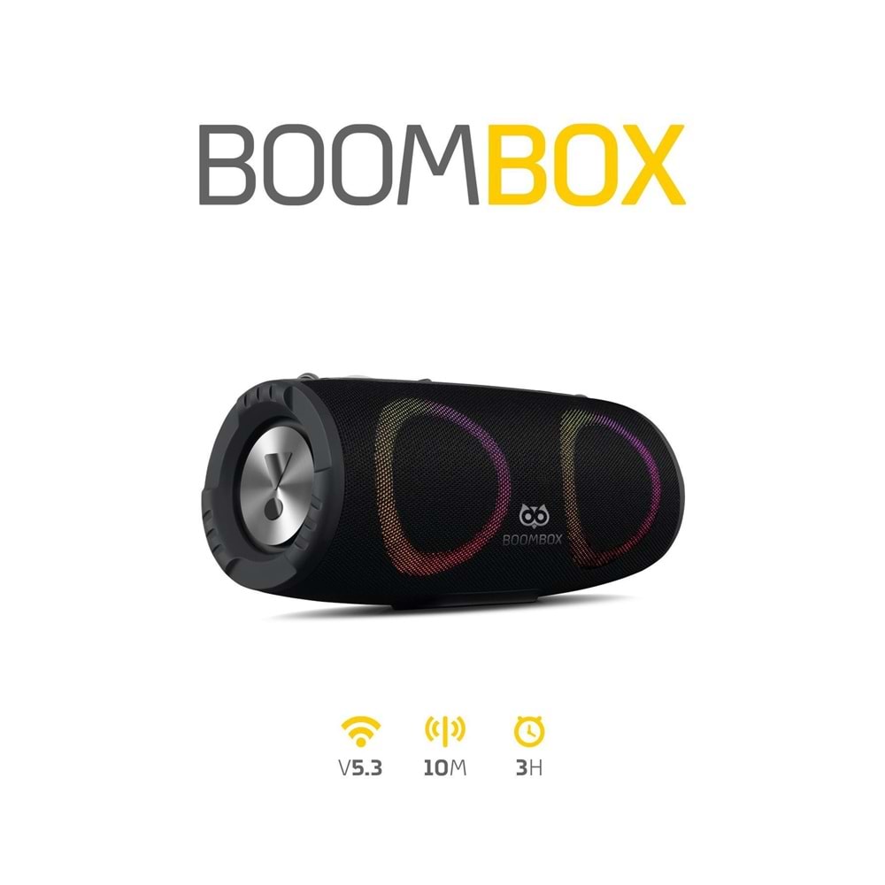 Powerway BoomBox 30W Çift Bass Usb Hafıza Kartı Aux Radyo Led Işıklı Bluetooth Hoparlör Hi-Fi Ses Bombası