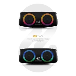 Powerway BoomBox 30W Çift Bass Usb Hafıza Kartı Aux Radyo Led Işıklı Bluetooth Hoparlör Hi-Fi Ses Bombası