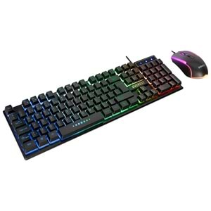 Everest KM-198 Luminax Siyah Gökkuşağı Aydınlatmalı Q Gaming Oyuncu Klavye + Mouse Set