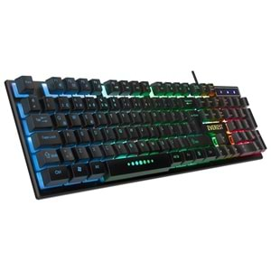 Everest KM-198 Luminax Siyah Gökkuşağı Aydınlatmalı Q Gaming Oyuncu Klavye + Mouse Set