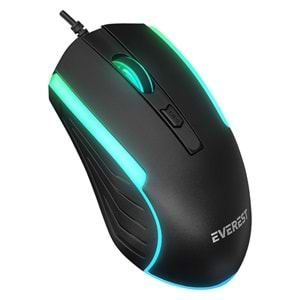 Everest KM-198 Luminax Siyah Gökkuşağı Aydınlatmalı Q Gaming Oyuncu Klavye + Mouse Set