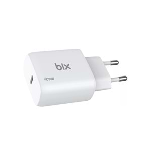 Bix BXPD30TA 30W Type-C PD 3.0 PPS Akım Korumalı Hızlı Şarj Adaptörü Beyaz