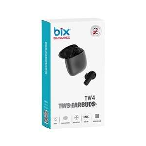 Bix TW4 Soundcraft Bluetooth 5.3 ENC Gürültü Engelleyici Çift Mikrofonlu Metalik Kasalı IPX4 Su Geçirmez TWS Kablosuz Kulak içi Kulaklık