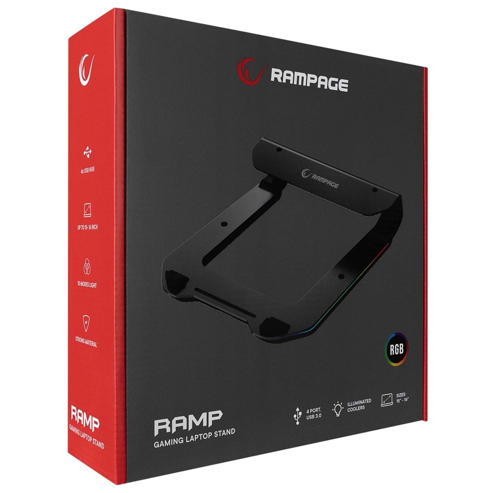 Rampage ADS-T6U RAMP 4 Adet USB 3,0 HUB ile RGB Işıklı Alüminyum Dizüstü Bilgisayar Standı