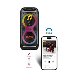 Powerway CIO 100W Hoparlör Gitar Saz Girişli Karaoke Parti Ses Sistemi 80 CM Dijital Ekran +Bass Pro