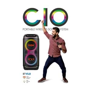 Powerway CIO 100W Hoparlör Gitar Saz Girişli Karaoke Parti Ses Sistemi 80 CM Dijital Ekran +Bass Pro