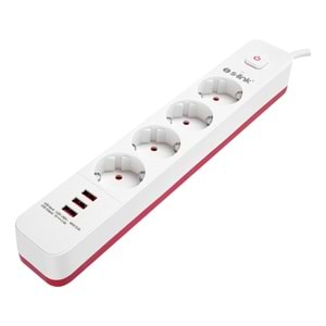 S-link SPG403U 1.5m 1.5mm 100% Bakır 750 Joule 3 Usb 5V2.4A 4lü Anahtarlı Akım Korumalı Priz