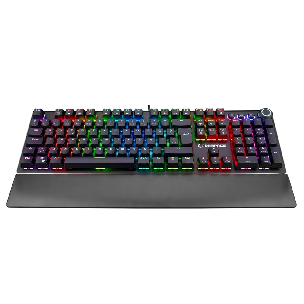 Rampage KB-R92 THUNDER Siyah USB Bilek Destekli Switch Full RGB Q Gaming Oyuncu Mekanik Klavye