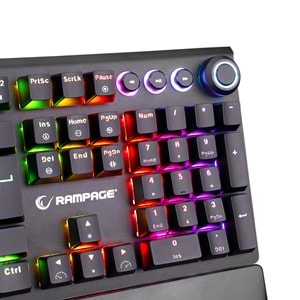 Rampage KB-R92 THUNDER Siyah USB Bilek Destekli Switch Full RGB Q Gaming Oyuncu Mekanik Klavye