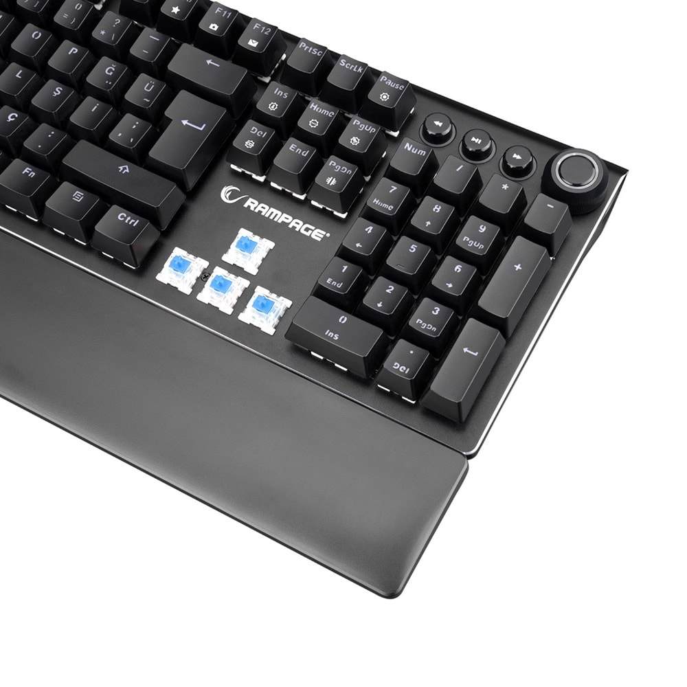 Rampage KB-R92 THUNDER Siyah USB Bilek Destekli Switch Full RGB Q Gaming Oyuncu Mekanik Klavye
