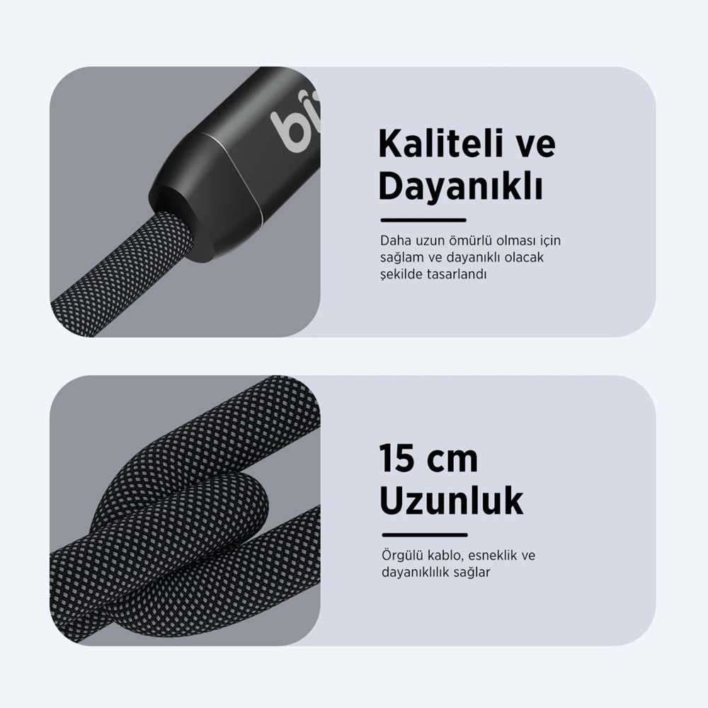 Bix ADP-12 Type-C to 3.5mm Kulaklık ve 15W Type-C Şarj Kablo Dönüştürücü