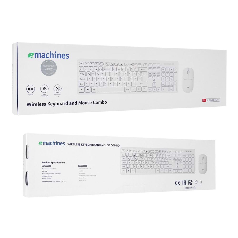 Acer eMachines EAK920 Beyaz Kablosuz Q Klavye + Mouse Set