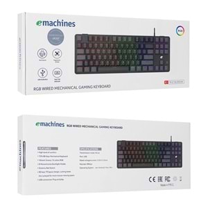 Acer eMachines EAK87 USB RGB Backlight RED SWITCH Mekanik Q 87 Tuşlu TKL Gaming Klavye