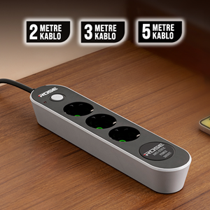 Rose GR-300-3M 3'LÜ Akım Korumalı 16A 3X2,5 MM Kablo 3m Metra priz