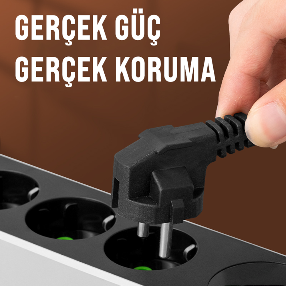 Rose GR-300-3M 3'LÜ Akım Korumalı 16A 3X2,5 MM Kablo 3m Metra priz