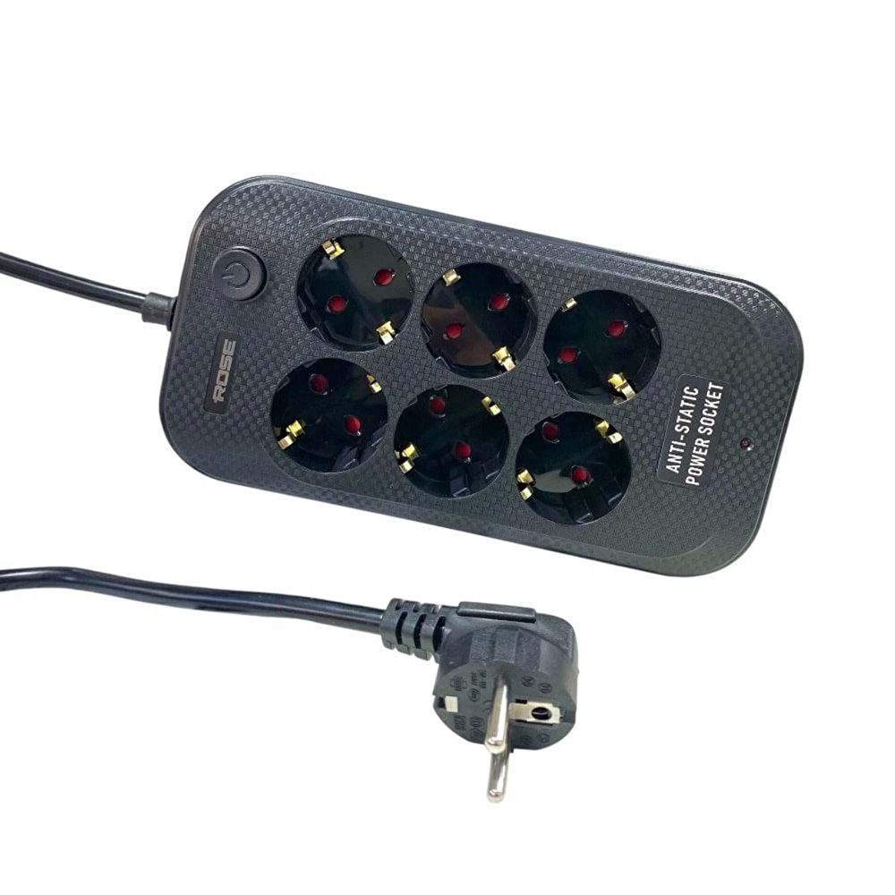 Rose GR-600-2M 6'LI Akım Korumalı 16A 3X2,5 MM Kablo 2 Metre Priz