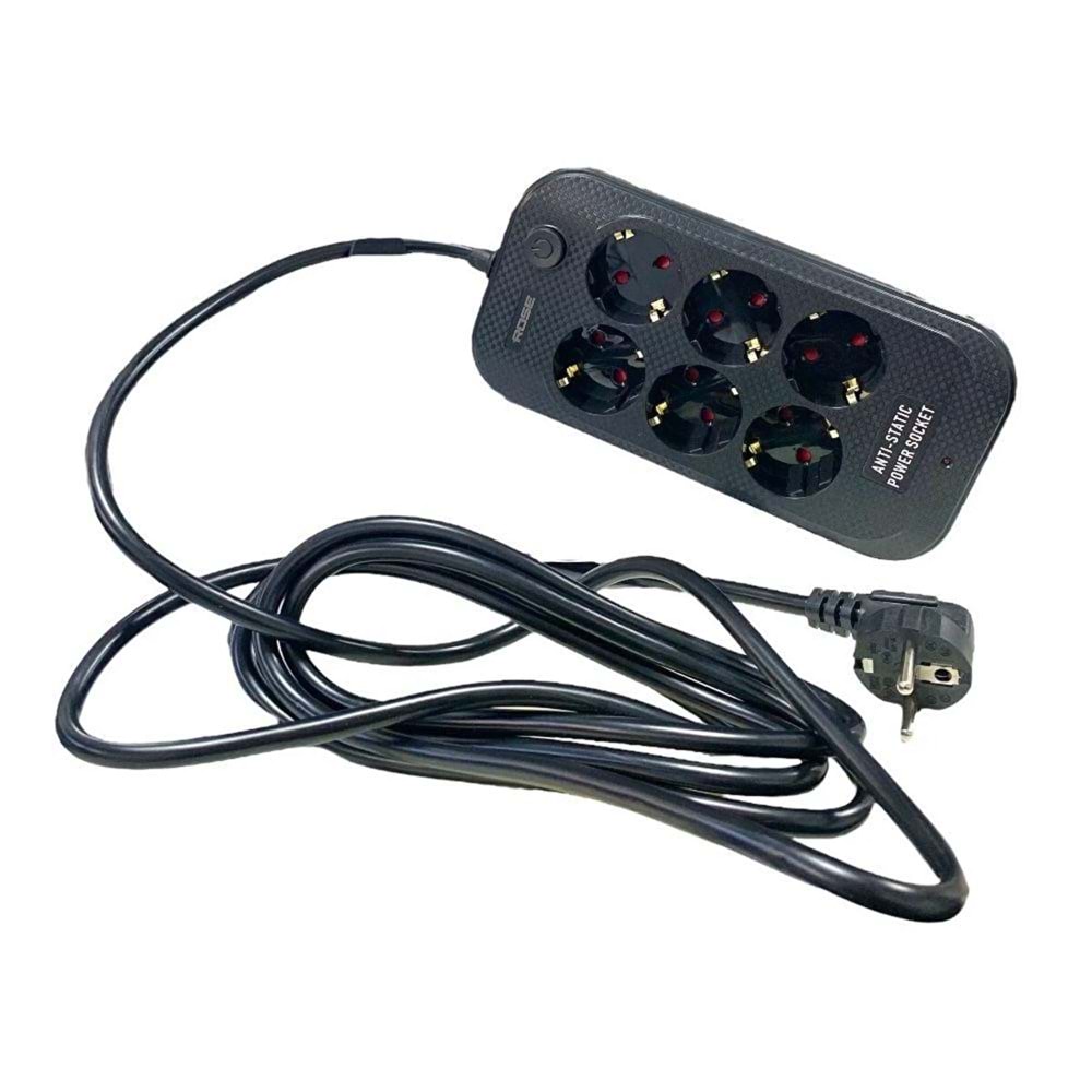 Rose GR-600-2M 6'LI Akım Korumalı 16A 3X2,5 MM Kablo 2 Metre Priz