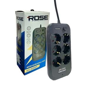 Rose GR-600-2M 6'LI Akım Korumalı 16A 3X2,5 MM Kablo 2 Metre Priz