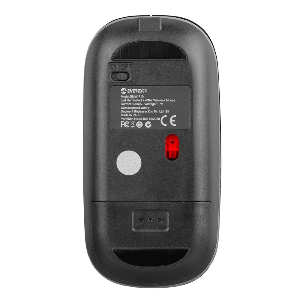 Everest SMW-710 Usb 2.4Ghz Siyah Ledli 800/1200/1600dpi Şarjlı Kablosuz Mouse