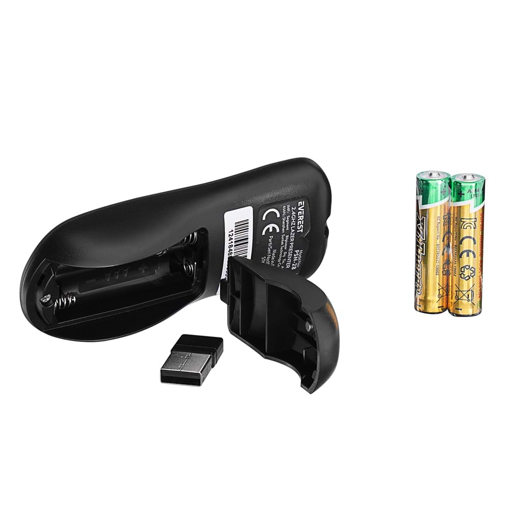 Everest PSN-28 Çok İşlevli USB Kırmızı Lazerli 2.4Ghz Kablosuz Type C Profesyonel Sunum Cihazı