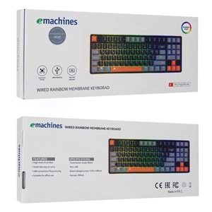 Acer eMachines EAK216 Siyah/Gri/Turuncu USB Rainbow Aydınlatmalı Q Standart TKL Klavy