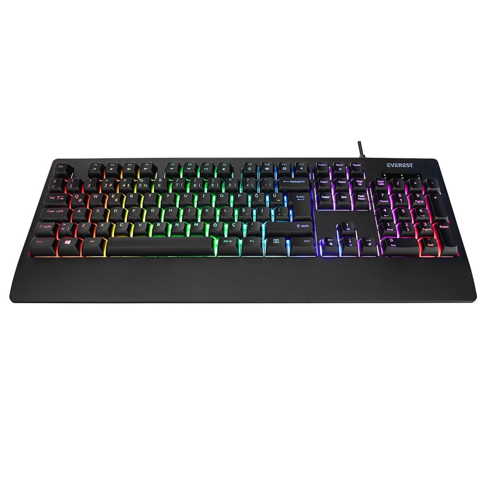 Everest KB-93 Siyah USB Q Rainbow Aydınlatmalı Multimedia Klavye